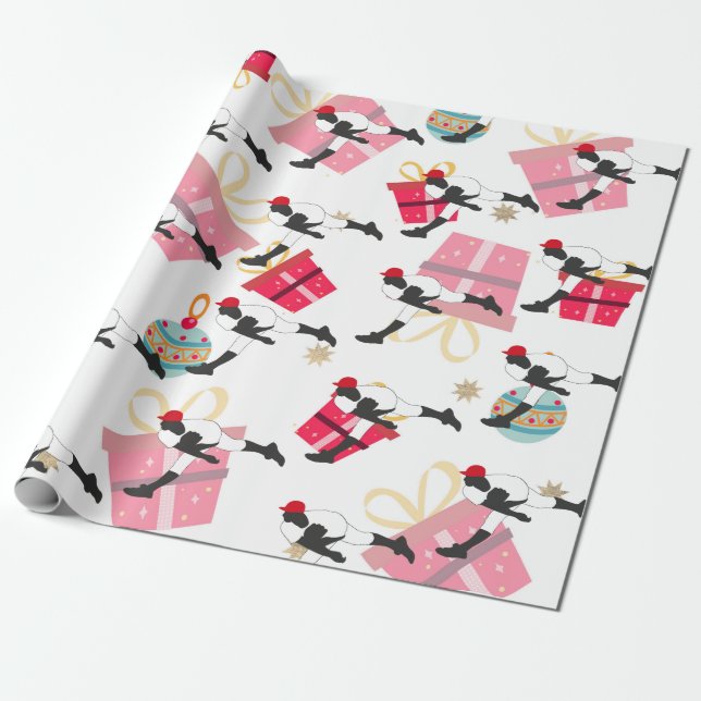 Papel De Presente Jogador de beisebol no presente de Natal (Desenrolado)