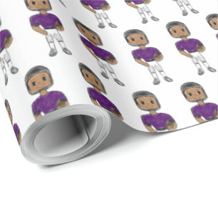Papel De Presente jogador de futebol retrô vintage roxo preto simple