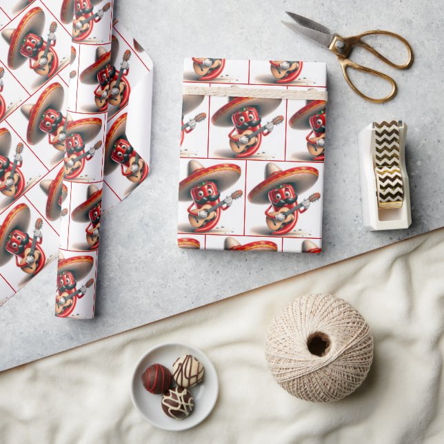 Papel De Presente Jogador de Violão de Pimenta Vermelha Mexicana (Artesanato)