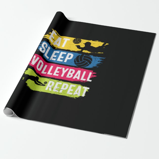Papel De Presente Jogador de Voleibol | Coma Durma Voleibol Repita (Desenrolado)