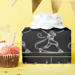 Papel De Presente Jogador Neon Baseball Com Traços Leves