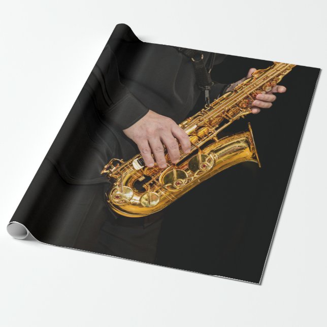 Papel De Presente Jogadores saxofônicos jogando jazz saxofonista (Desenrolado)