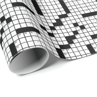 Papel De Presente Jogo de palavras cruzadas preto e branco engraçado