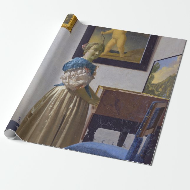 Papel De Presente Johannes Vermeer - Dama de pé em uma Virgínia (Desenrolado)