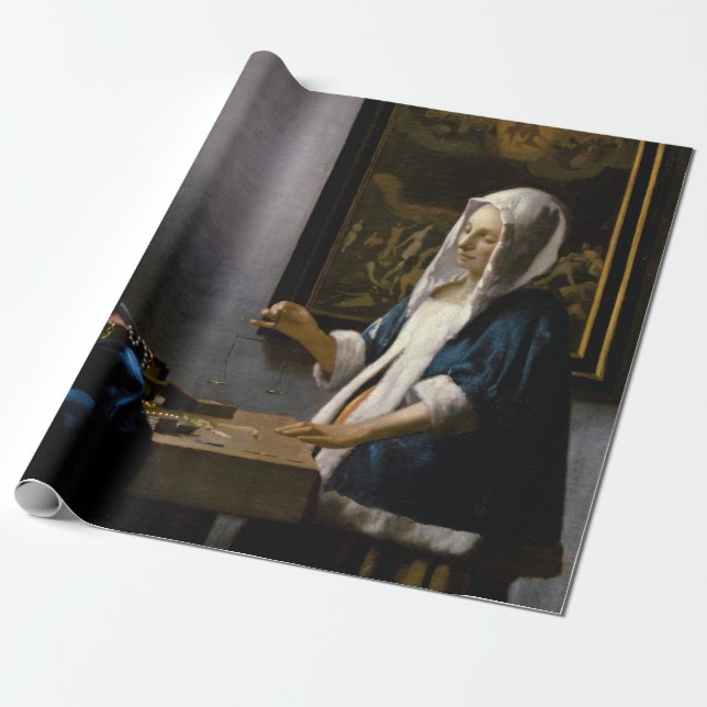 Papel De Presente Johannes Vermeer - Mulher Equilibrando (Desenrolado)