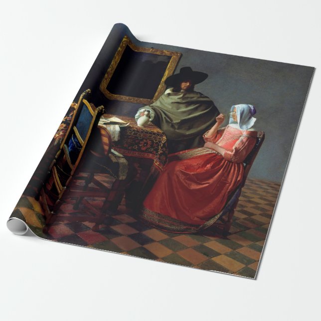 Papel De Presente Johannes Vermeer - O Vidro do Vinho (Desenrolado)