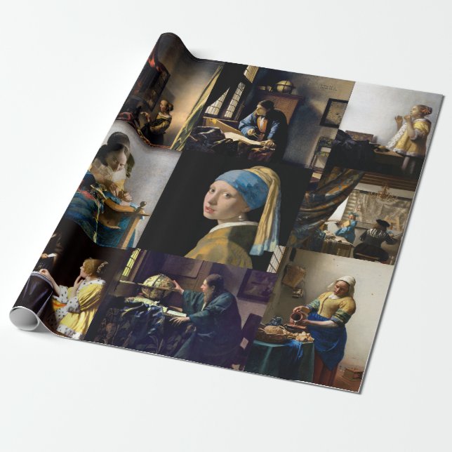 Papel De Presente Johannes Vermeer - Patchwork de obras-primas (Desenrolado)