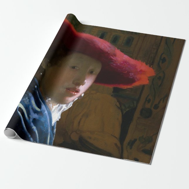 Papel De Presente Johannes Vermeer - Rapariga com Chapéu Vermelho (Desenrolado)