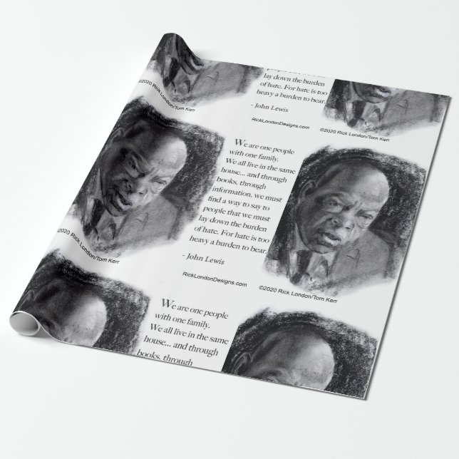 Papel De Presente John Lewis & Citação Retrato Bonito  (Desenrolado)