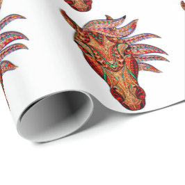 Papel De Presente Joia do cavalo mosaico colorido equestre