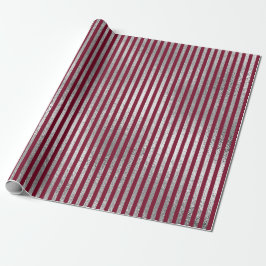 Papel De Presente Joias Stripes Maroon Burgundy Prata Vip