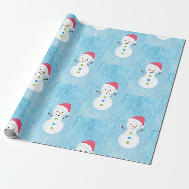Papel De Presente Jolly Christmas Holiday Snowman Pattern (Desenrolado)