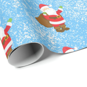 Papel De Presente Jolly Ole Santo Nick Blue Sponge Neve