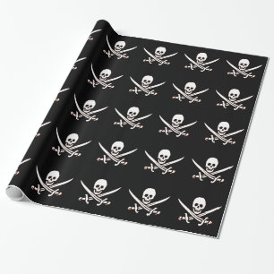 Papel De Presente Jolly Roger Pirate Skull Bones Red Bandanna