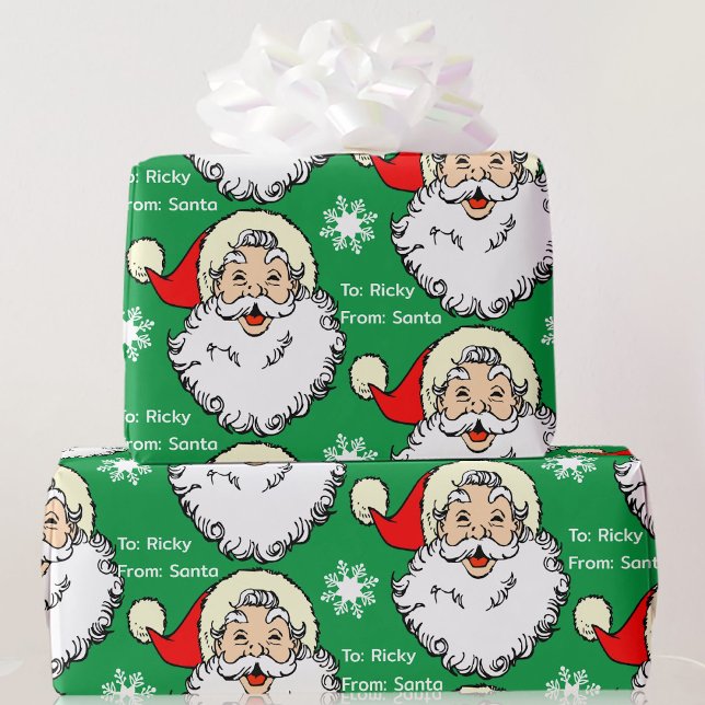 Papel De Presente Jolly Santa Claus adiciona o nome da criança verme (Criador carregado)