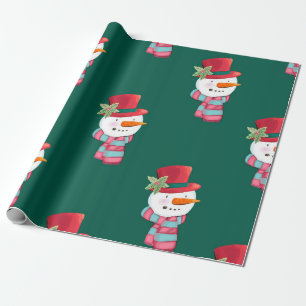 Papel De Presente Jolly Snowman com um Chapéu Festivo