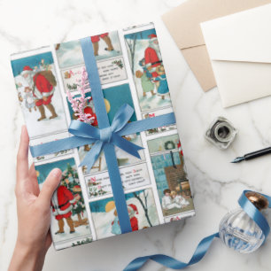 Papel De Presente Jolly Vintage - Papais noeis de inverno