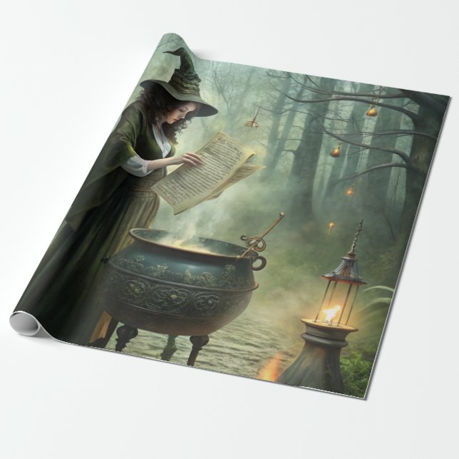 Papel De Presente Jovens bruxas no Ritual da Floresta Mística (Desenrolado)