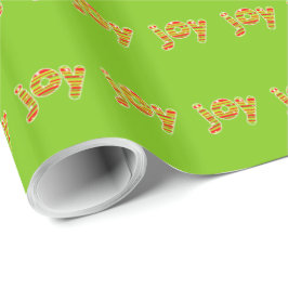Papel De Presente JOY at Christmas, Red & Green Stripes