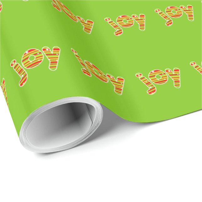 Papel De Presente JOY at Christmas, Red & Green Stripes (Ponta do rolo)