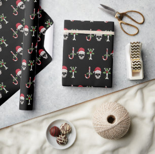 Papel De Presente Joy Gothic Skull Holly Natal Wrapling