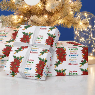 Papel De Presente Joy Love Poinsettia Natal