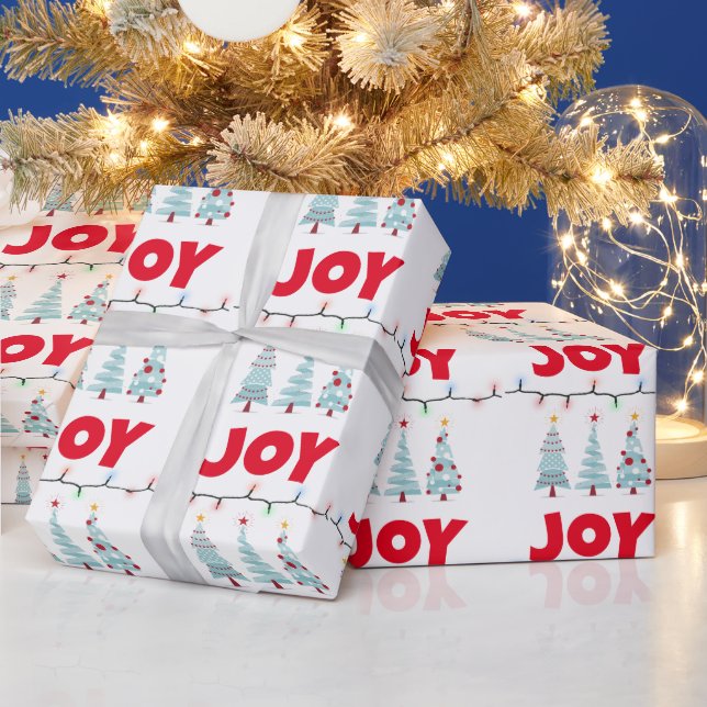 Papel De Presente Joy Três Árvores Azuis de Natal (Feriados)