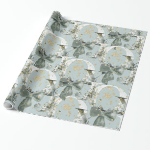 Papel De Presente Joy Winter Forest Font Arco Verde Neve Dourada