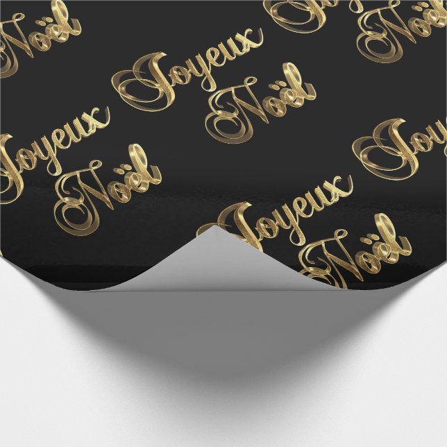 Papel De Presente Joyeux Noel French Christmas Black and Dourado (Ponta)