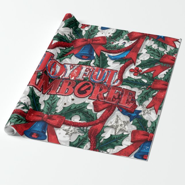 Papel De Presente Joyful Jamboree Maximalist Holiday (Desenrolado)