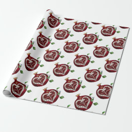 Papel De Presente Judaica Pomegranate Heart Hanukkah Rosh Hashanah