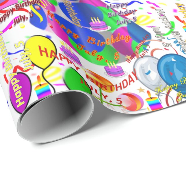 Papel De Presente Julho, 5 de aniversário (Ponta do rolo)