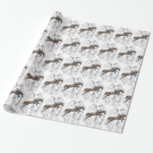Papel De Presente Jumper Horses Fences Montage