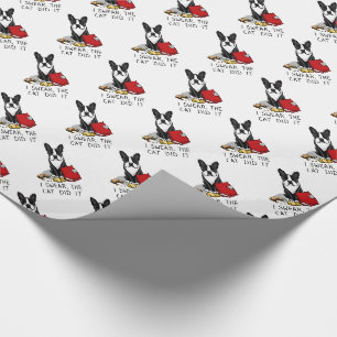 Papel De Presente Juro, o Gato Fez Boston Terrier Dog (preto)
