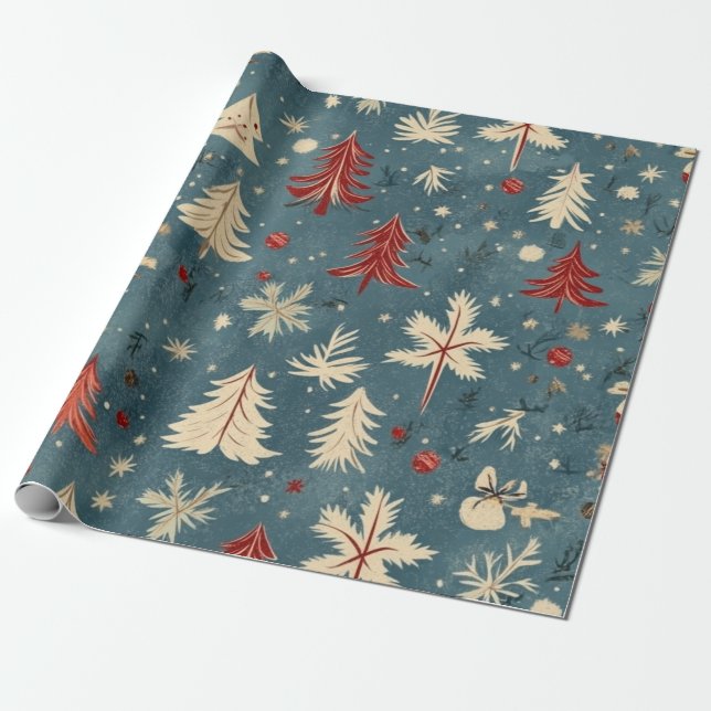 Papel De Presente Kadopapier kerst blauw (Desenrolado)
