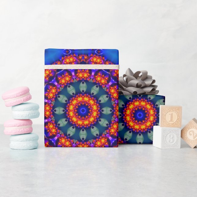 Papel De Presente Kaléidoscope bleu lumineux  (Chá de bebê)