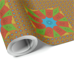 Papel De Presente Kaleidoscope Bloom Uma Cor Vibrante de Estampa Afr