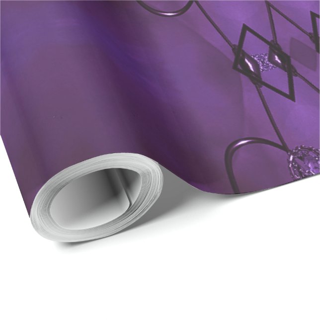 Papel De Presente Kaleidoscope Design Chic Elegante brilhante Roxo (Ponta do rolo)