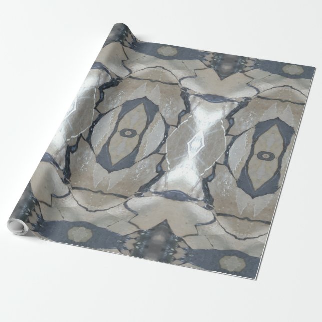 Papel De Presente Kaleidoscope Design claro e padrão de Cinza escuro (Desenrolado)