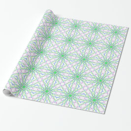 Papel De Presente Kaleidoscope Star, White Green Blue Art
