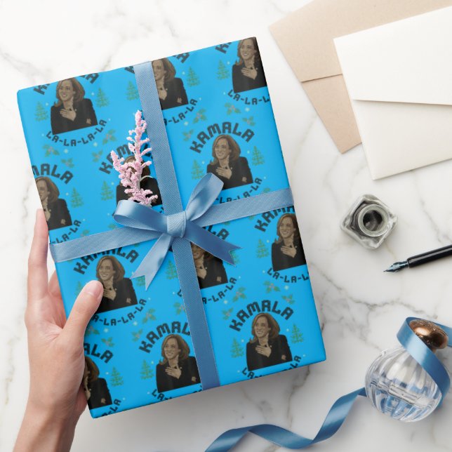 Papel De Presente Kamala Harris Christmas Blue (Presentear)