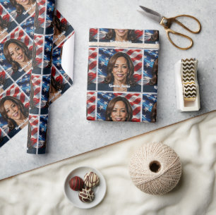 Papel De Presente Kamala Harris Stars and Stripes