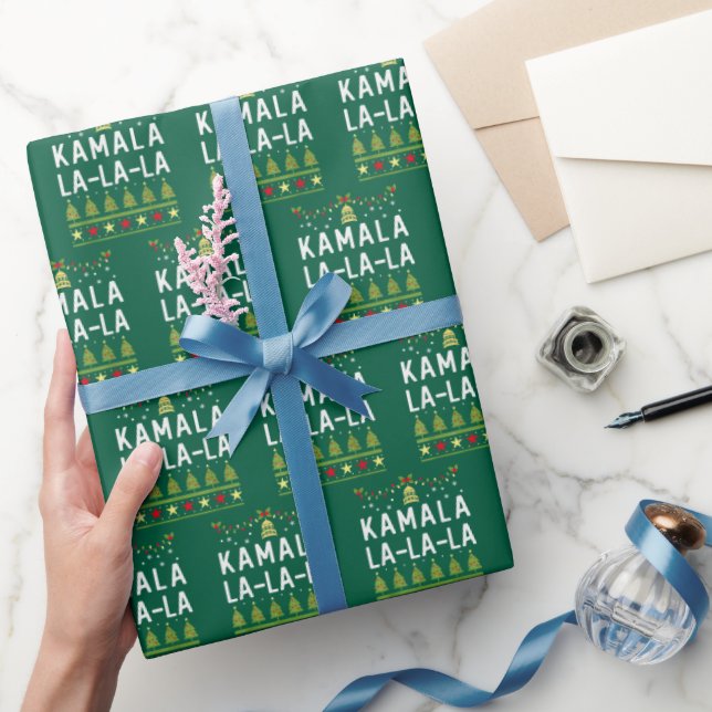 Papel De Presente Kamala La Funny Harris Natal Feio Verde (Presentear)