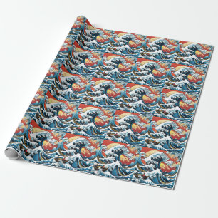 Papel De Presente Kanagawa Japonês A grande onda