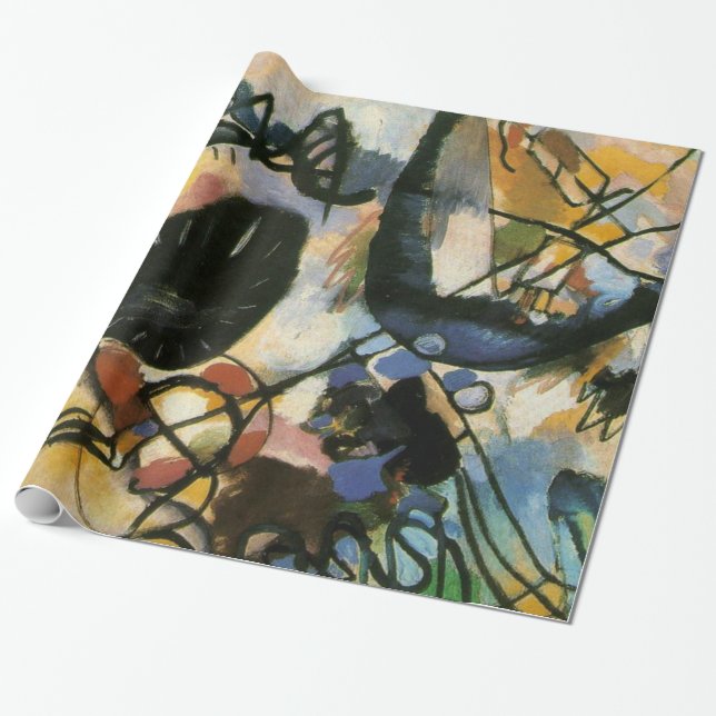 Papel De Presente Kandinsky Black Spot Abstrato (Desenrolado)