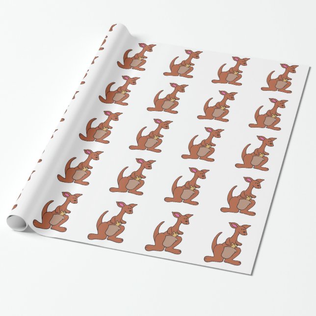 PAPEL DE PRESENTE KANGAROO COM JOEY (Desenrolado)