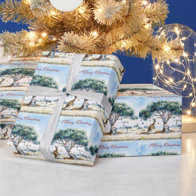 Papel De Presente Kangaroo, Koalas e Emu Christmas Gumtree Baubles (Feriados)
