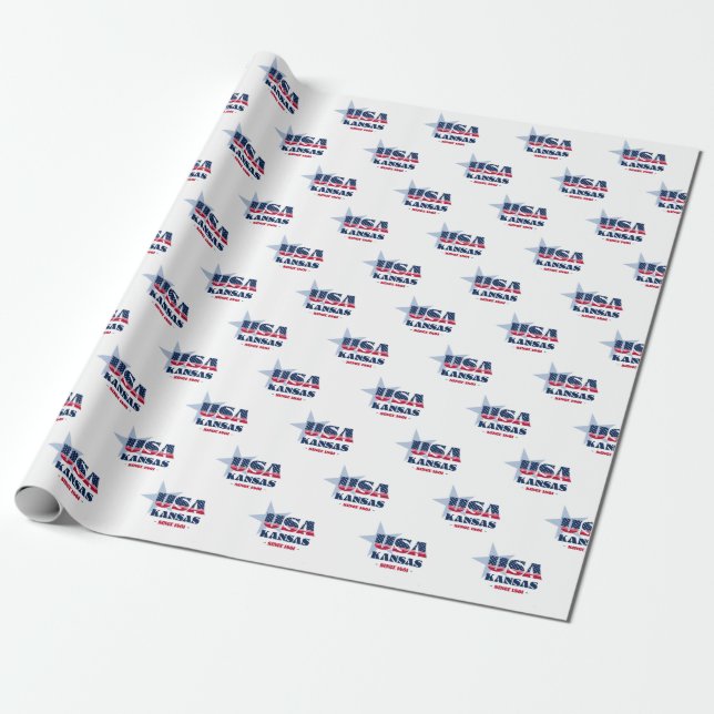 Papel De Presente Kansas Stars and Stripes State (Desenrolado)