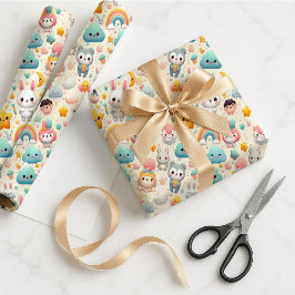 Papel De Presente Kawaii Bunny Pastel Whimsical Gift Wrapping Paper