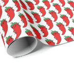 Papel De Presente Kawaii Chili Pepper Drawing<br><div class="desc">A red and hot pepper cartoon character. Original design.
Custom gift wrapping paper rolls.
Party decor idea for spicy food lovers.</div>
